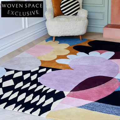 Soft Polyester Geometric Area Rug for Modern Living Room & Bedroom Decor