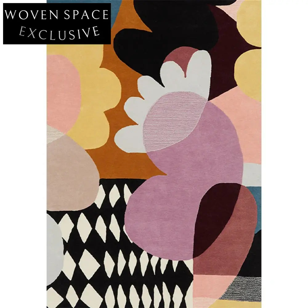 Soft Polyester Geometric Area Rug for Modern Living Room & Bedroom Decor