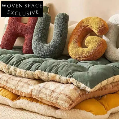 Soft Teddy Fabric Capital Letter Alphabet Plush Decorative Sofa Cushion Pillow