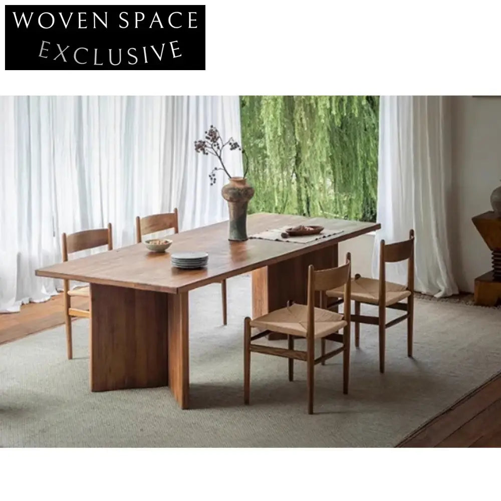 Solid Ancient Wood Wabi-Sabi Style Rectangle Handmade Dining Table
