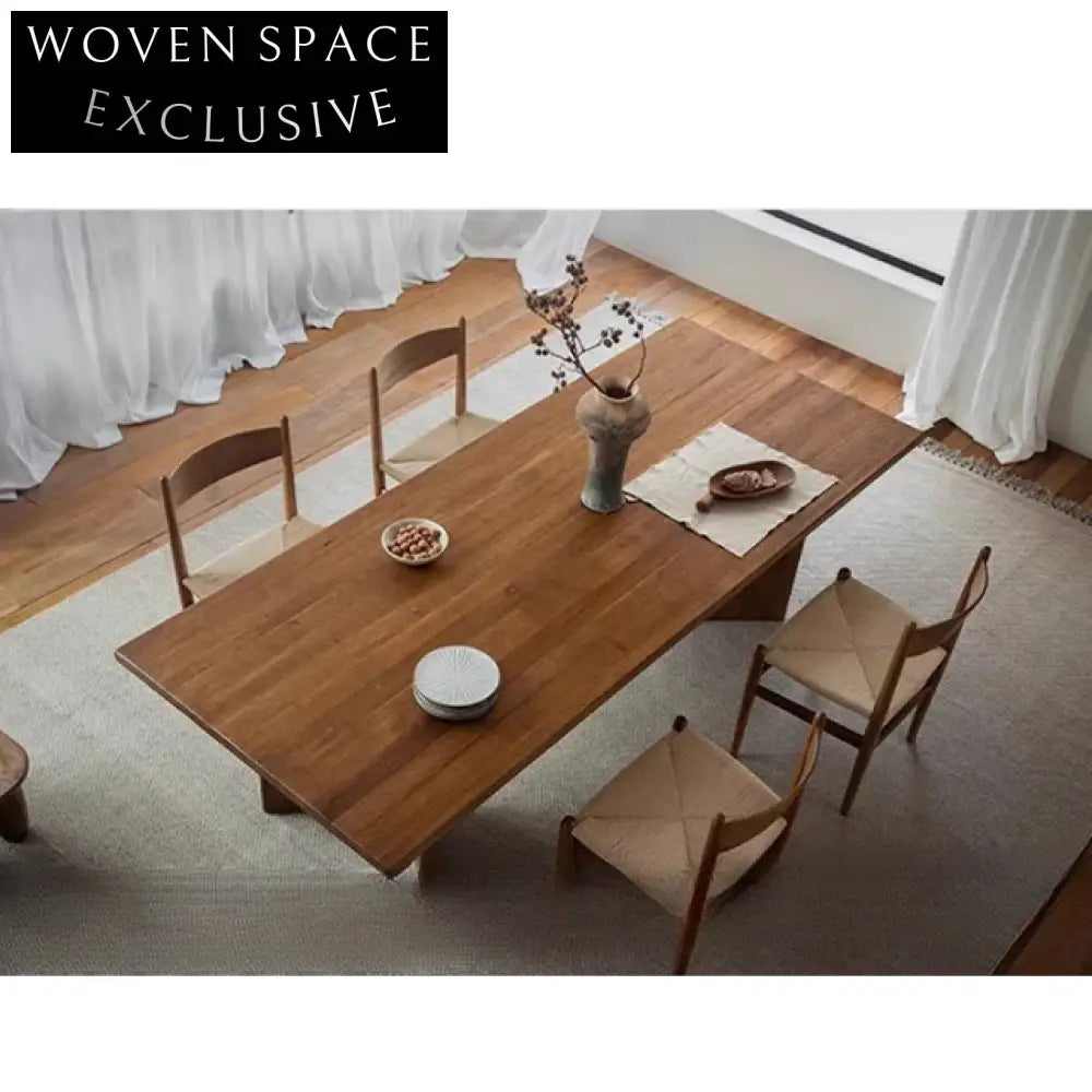 Solid Ancient Wood Wabi-Sabi Style Rectangle Handmade Dining Table