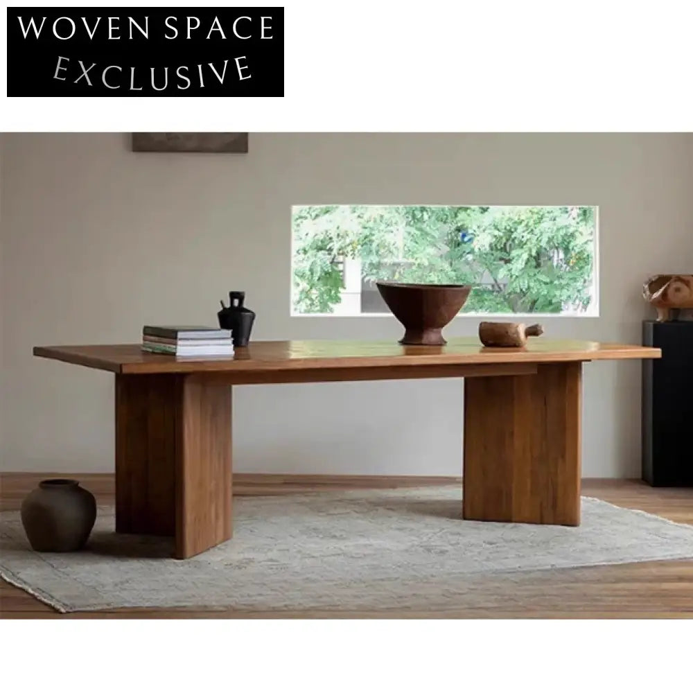 Solid Ancient Wood Wabi-Sabi Style Rectangle Handmade Dining Table