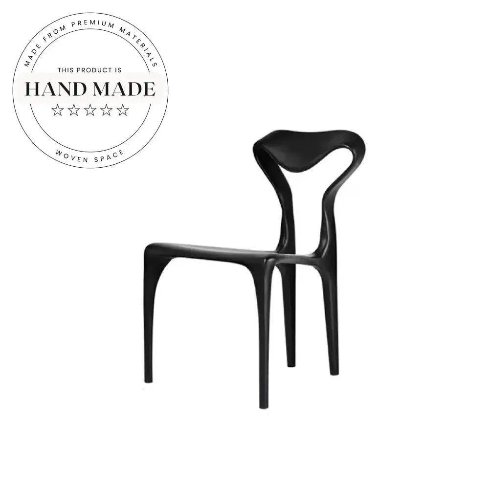 Solid Ash Wood Modern Black Sculptural Backrest Dining Chair