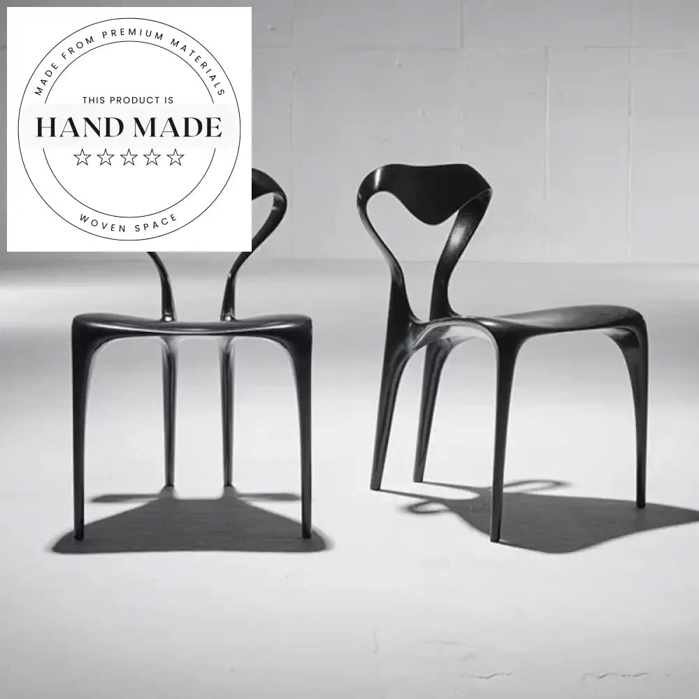 Solid Ash Wood Modern Black Sculptural Backrest Dining Chair