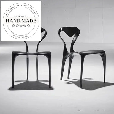 Solid Ash Wood Modern Black Sculptural Backrest Dining Chair