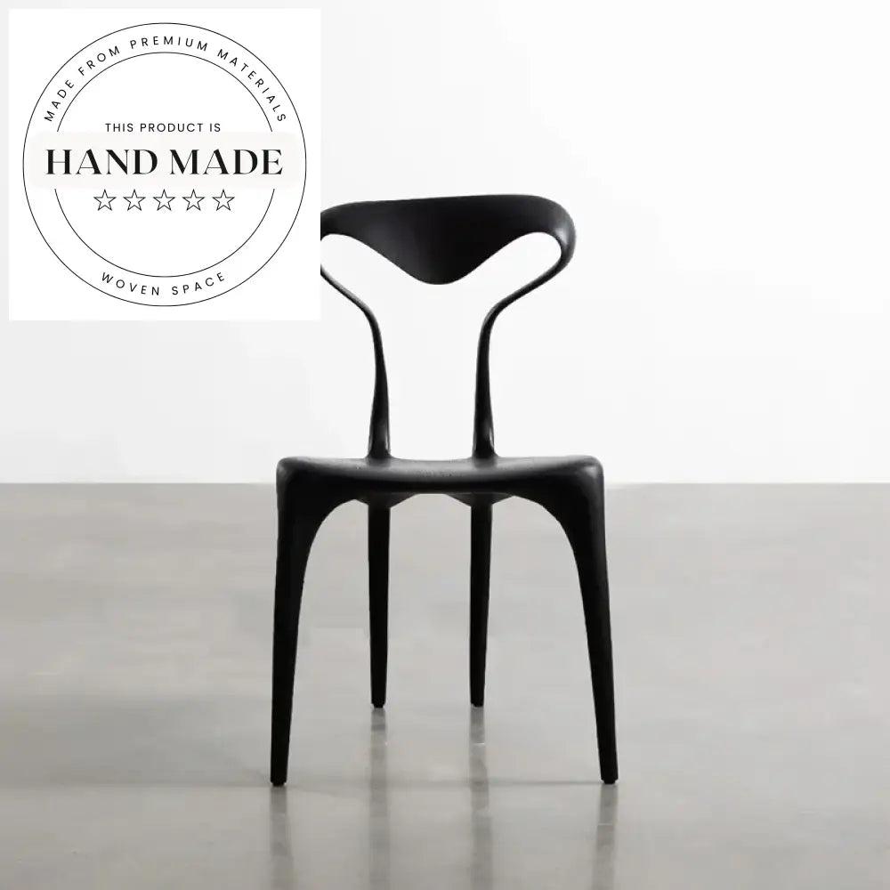 Solid Ash Wood Modern Black Sculptural Backrest Dining Chair