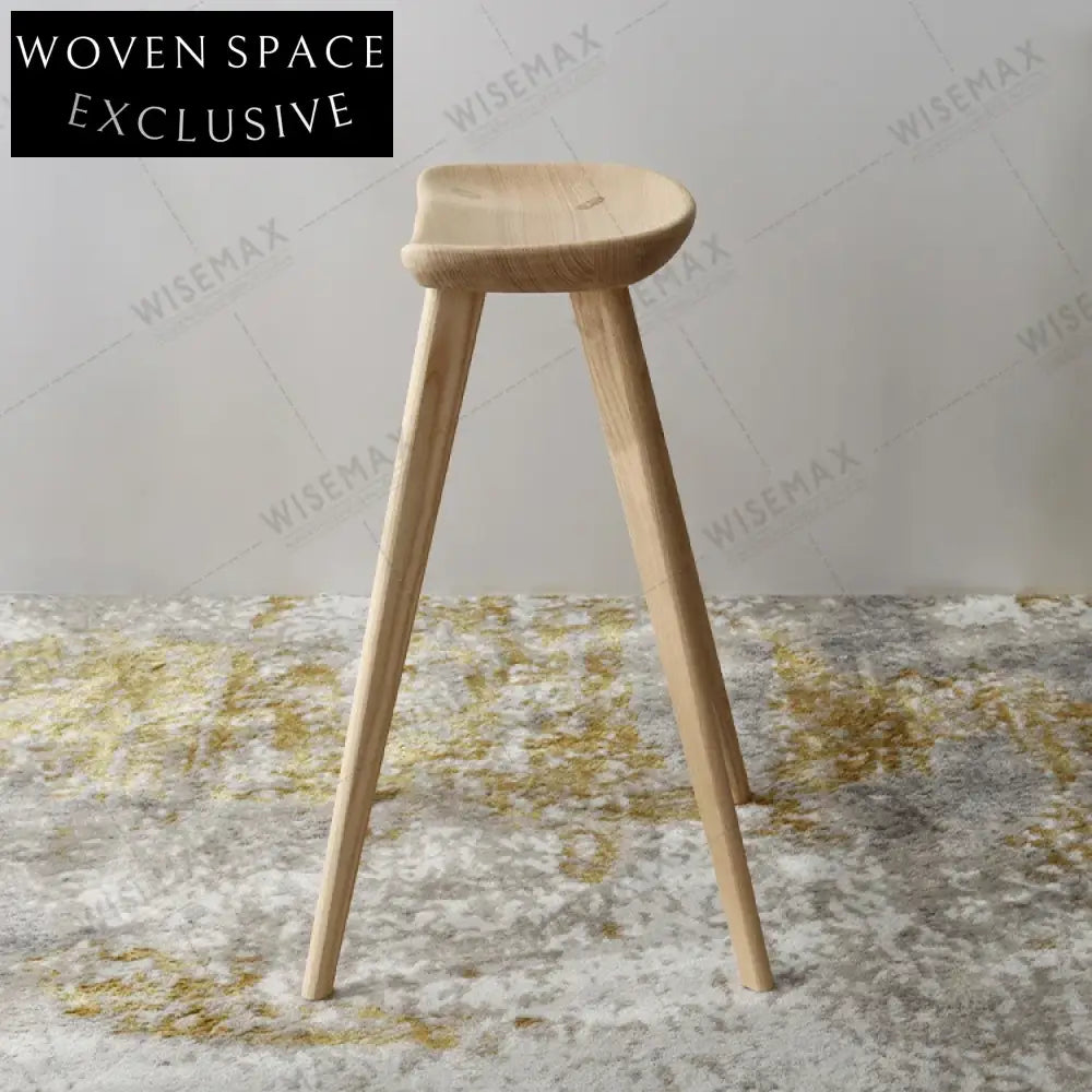Solid Ash Wood Modern Commercial Dining Kitchen Counter Bar Stool