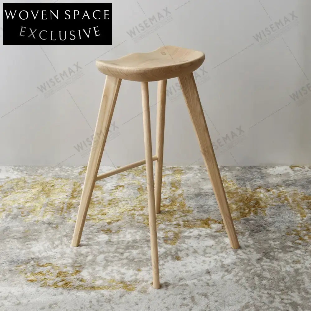 Solid Ash Wood Modern Commercial Dining Kitchen Counter Bar Stool