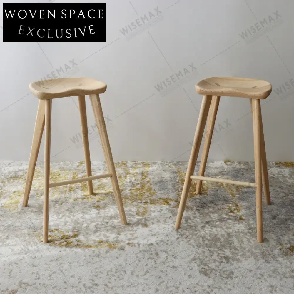 Solid Ash Wood Modern Commercial Dining Kitchen Counter Bar Stool
