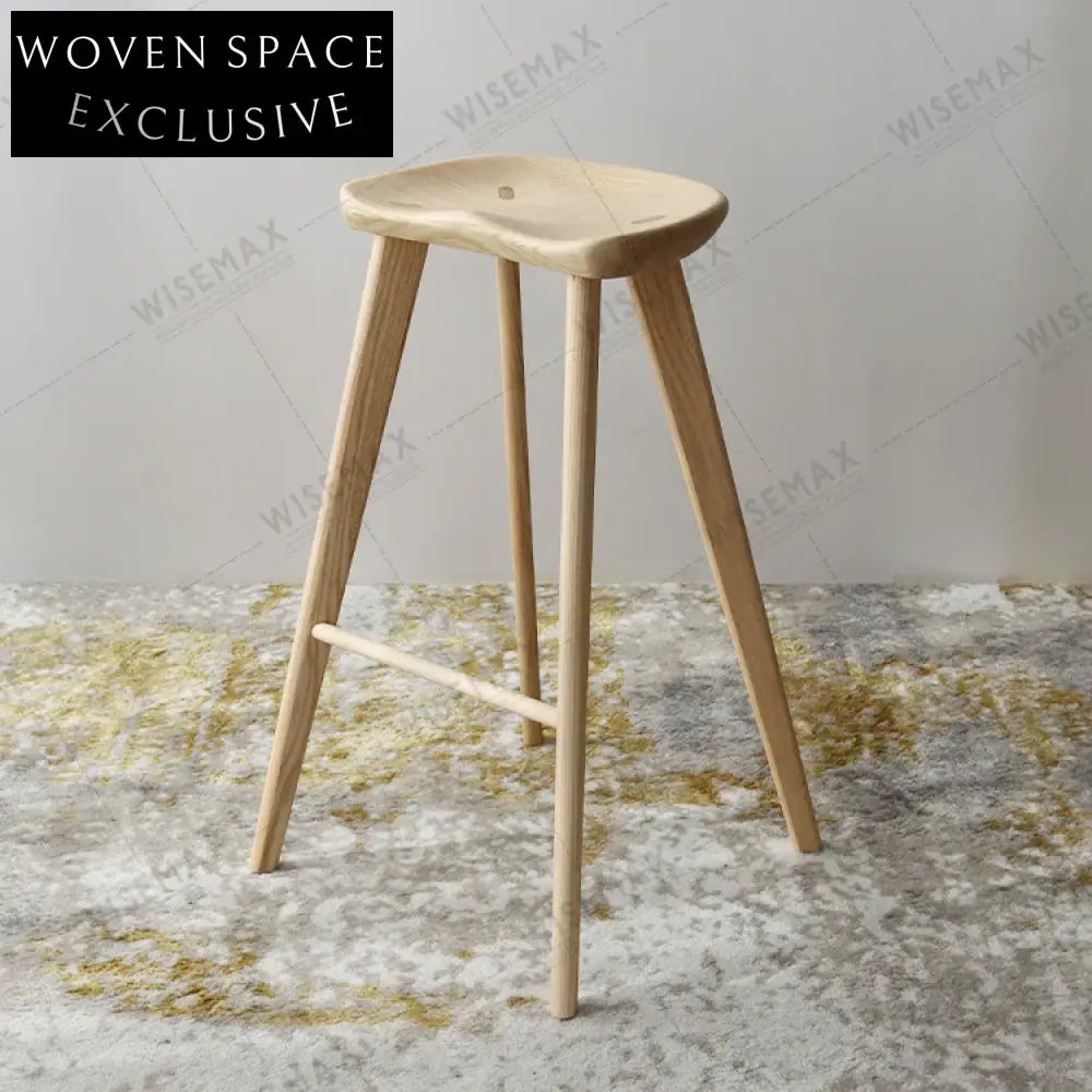 Solid Ash Wood Modern Commercial Dining Kitchen Counter Bar Stool