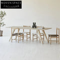 Elegant Nordic Japandi Solid Oak Dining Chair with Comfortable Fabric Seat