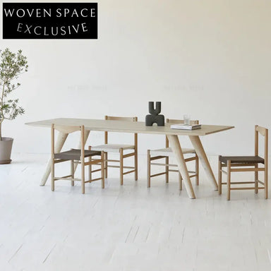 Elegant Nordic Japandi Solid Oak Dining Chair with Comfortable Fabric Seat