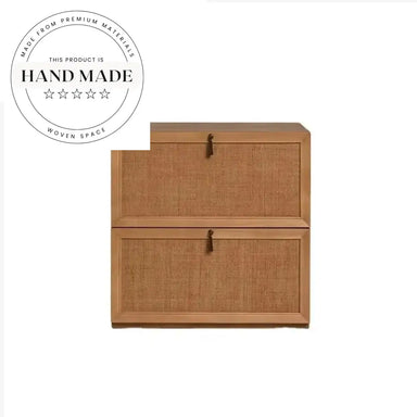 Solid Oak Modern Vintage Two Drawer Bedroom Storage Nightstand