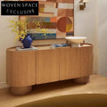 Solid Oak Wood Extendable Console Table, 6-Drawer Storage, Home Bar Side Cabinet