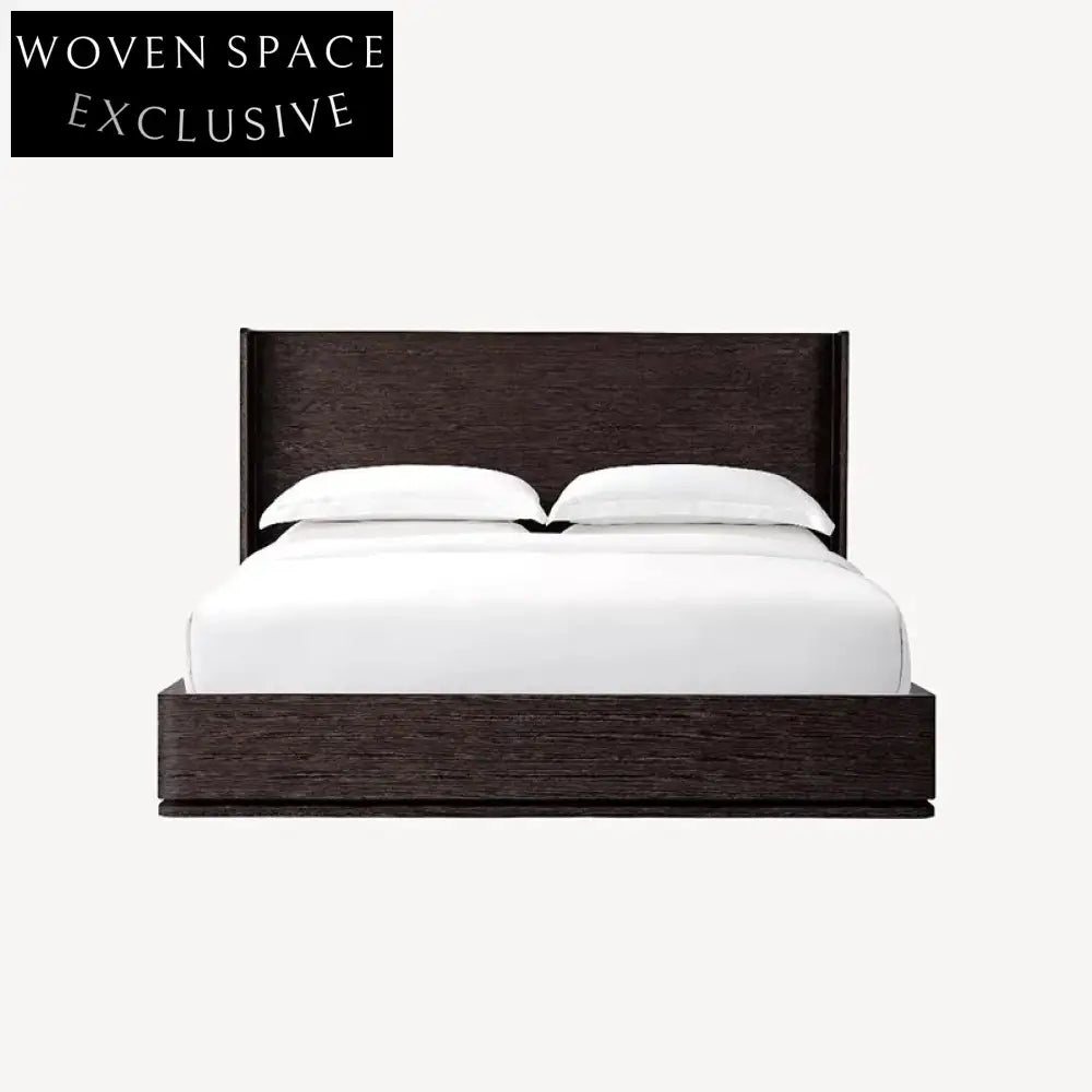 Solid Oak Wood High Headboard King Size Wooden Bed Frame