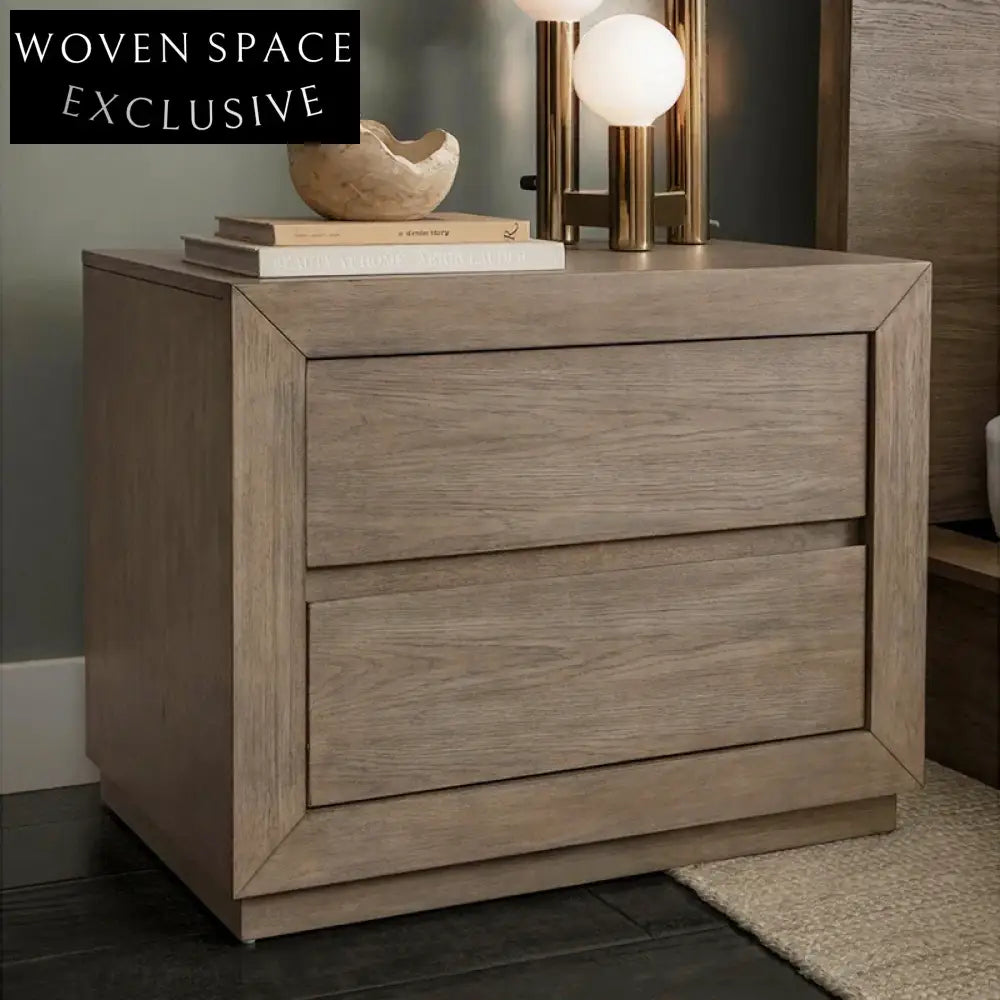 Solid Oak Wood Minimalist Living Room Storage Cabinet