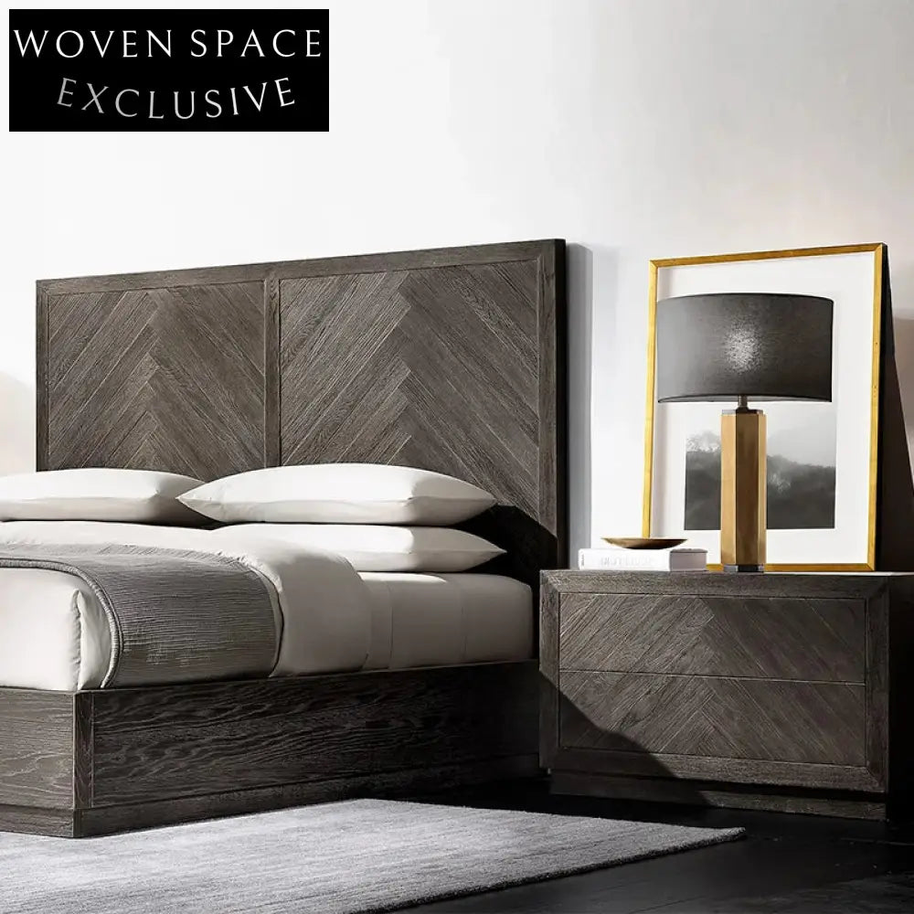 Solid Oak Wood Minimalist Living Room Storage Cabinet