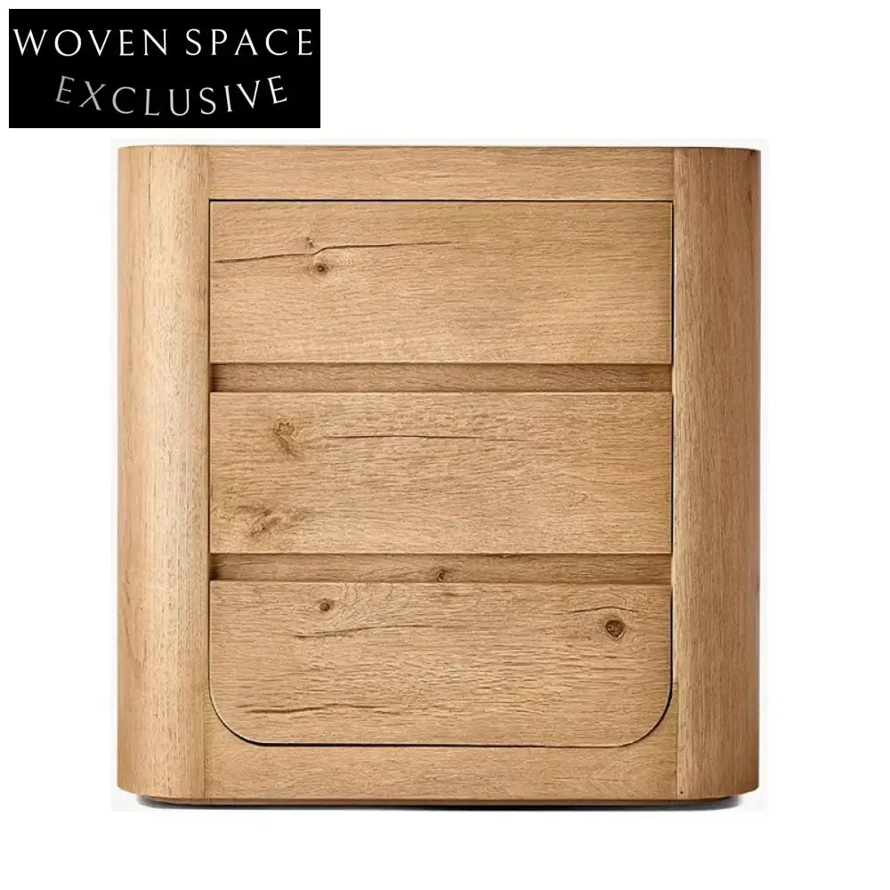 Solid Oak Wood Modern 3-Drawer Nightstand Minimalist Bedside Storage Table