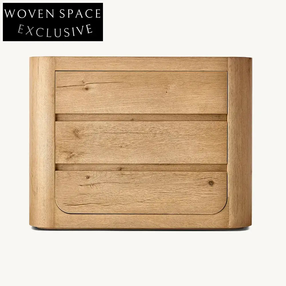 Solid Oak Wood Modern 3-Drawer Nightstand Minimalist Bedside Storage Table