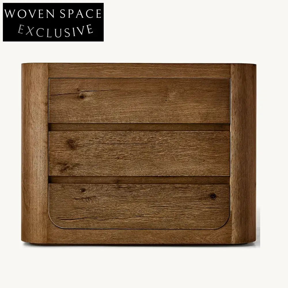 Solid Oak Wood Modern 3-Drawer Nightstand Minimalist Bedside Storage Table