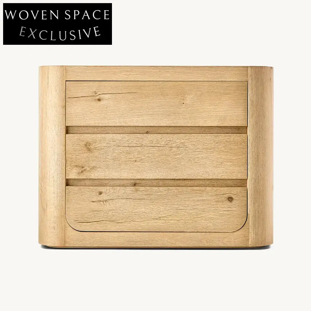 Solid Oak Wood Modern 3-Drawer Nightstand Minimalist Bedside Storage Table