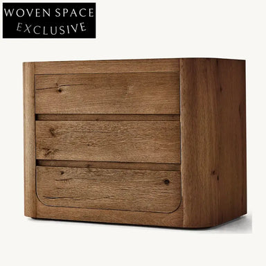 Solid Oak Wood Modern 3-Drawer Nightstand Minimalist Bedside Storage Table