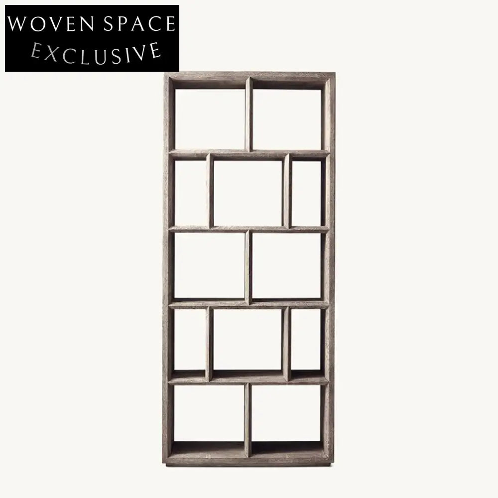 Solid Oak Wood Modern Display Cabinet - Living Room & Office Bookcase