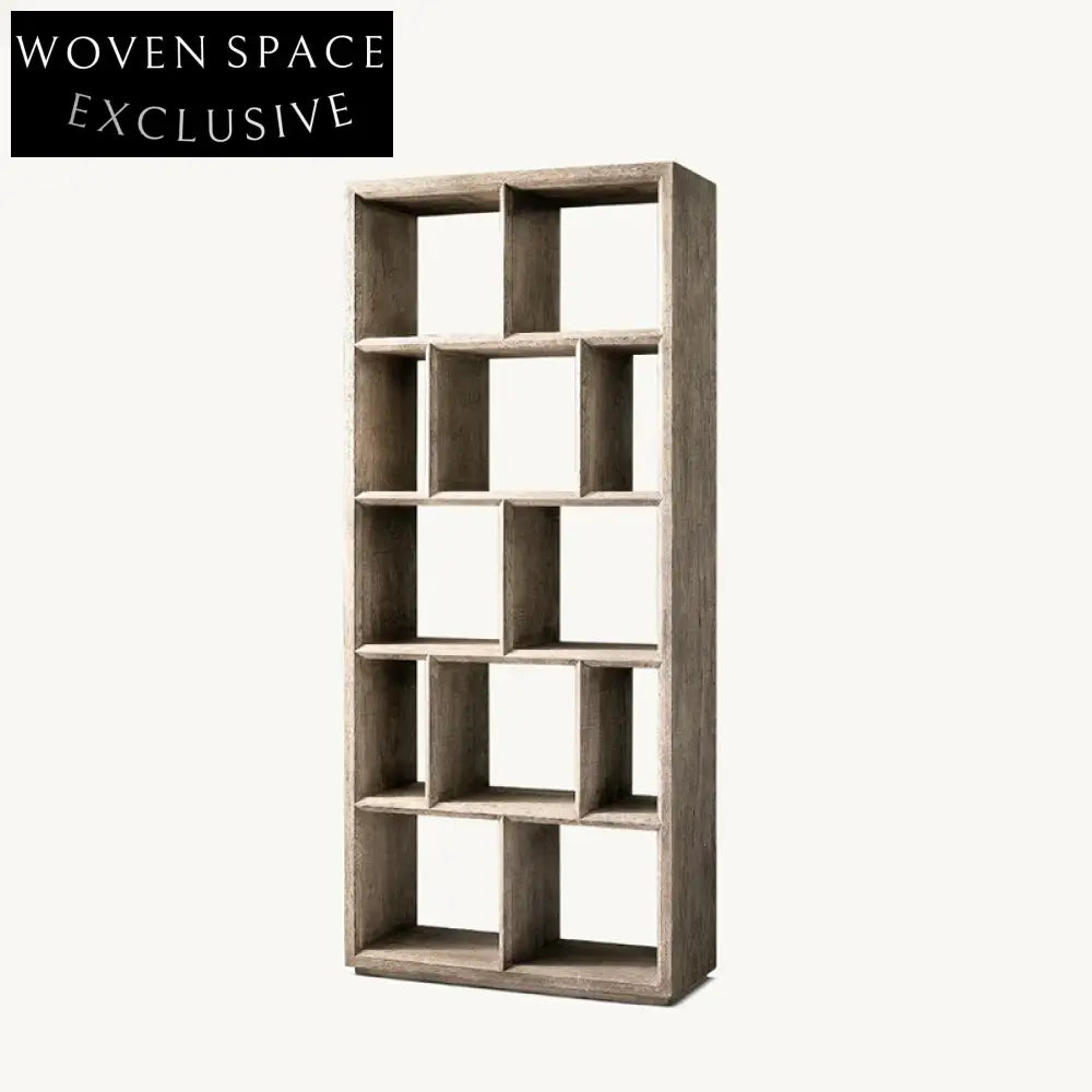 Solid Oak Wood Modern Display Cabinet - Living Room & Office Bookcase