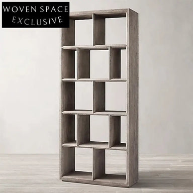 Solid Oak Wood Modern Display Cabinet - Living Room & Office Bookcase