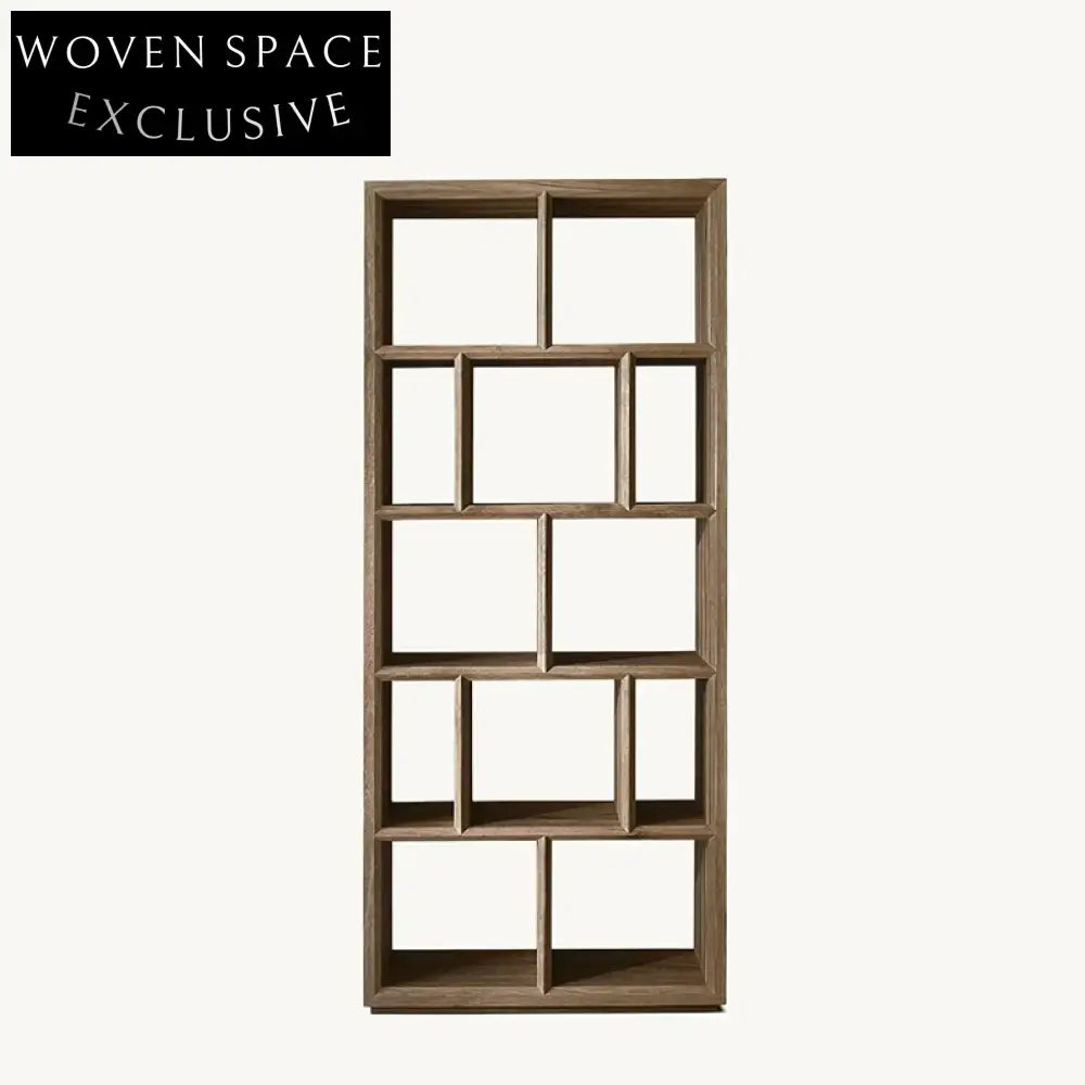 Solid Oak Wood Modern Display Cabinet - Living Room & Office Bookcase