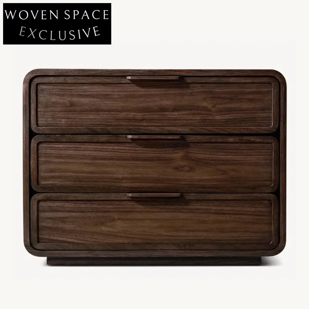 Solid Oak Wood Modern Minimalist 3-Drawer Bedroom Side Table Nightstand