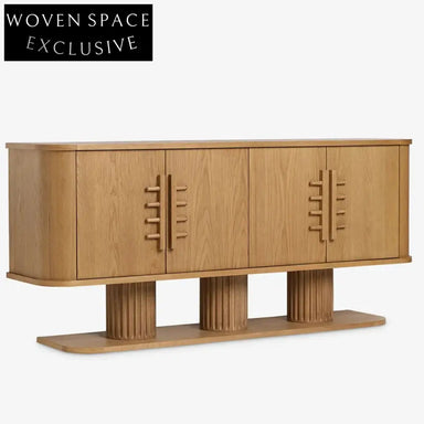 Solid Oak Wood Multi-Use TV Console Storage Cabinet with Drawers