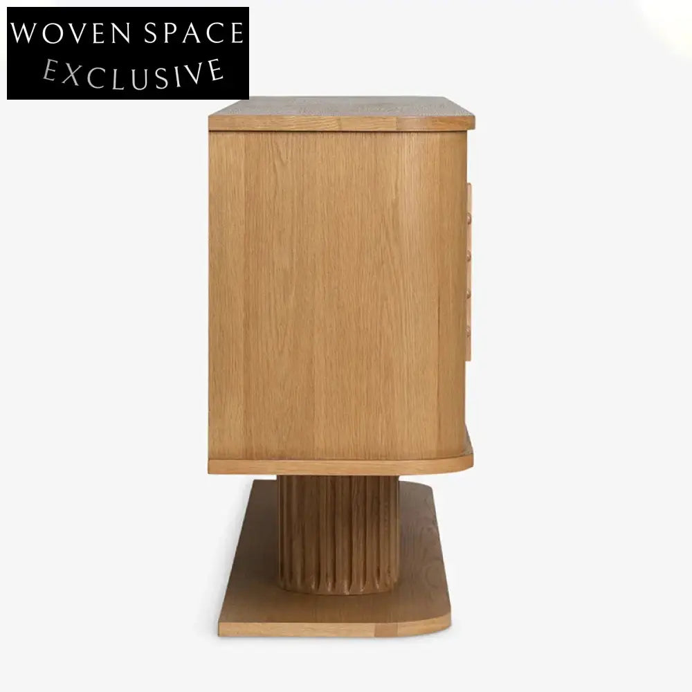 Solid Oak Wood Multi-Use TV Console Storage Cabinet with Drawers