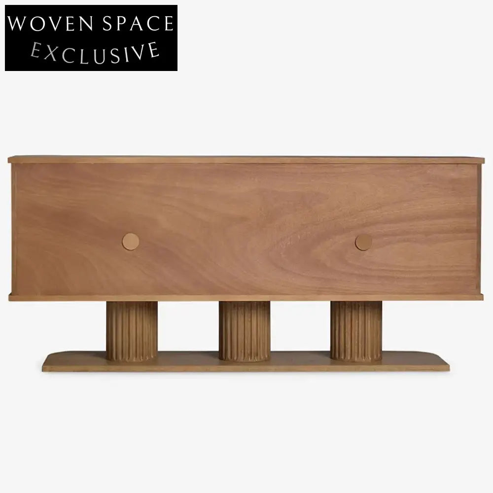 Solid Oak Wood Multi-Use TV Console Storage Cabinet with Drawers