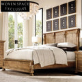Solid Oak Wood Queen King Size American Retro Style Bed Frame