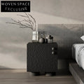 Solid Oak Wood Retro Modern Bedside Table with Two Drawers for Bedroom Storage