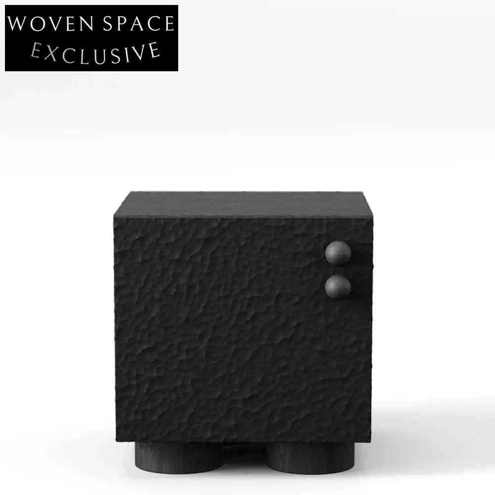 Solid Oak Wood Retro Modern Bedside Table with Two Drawers for Bedroom Storage