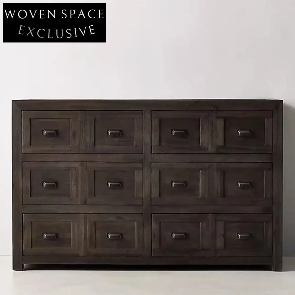 Solid Oak Wood Retro Sideboard Console Cabinet with Drawers for Living Room