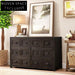 Solid Oak Wood Retro Sideboard Console Cabinet with Drawers for Living Room