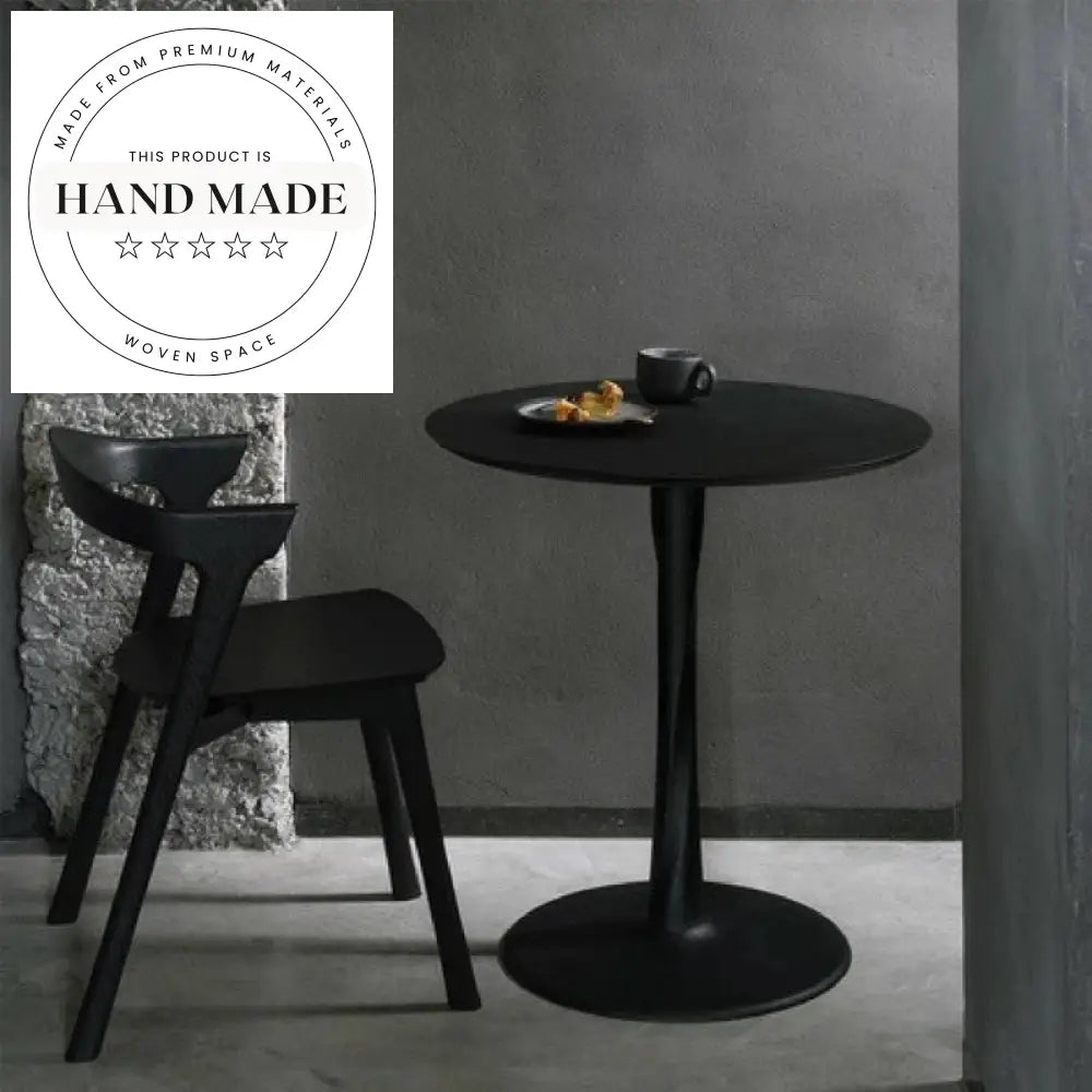 Solid Oak Wood Round Nordic Dining Table for Modern Bistro Style Homes