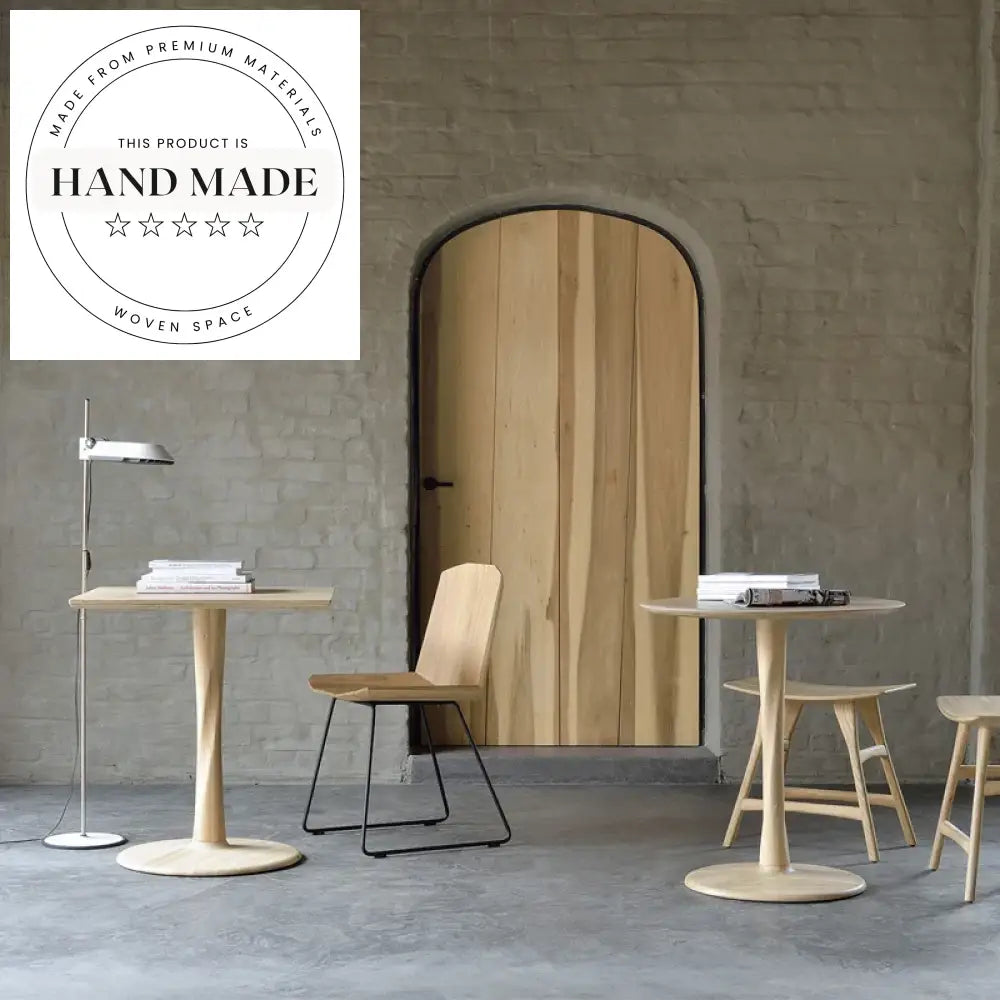 Solid Oak Wood Round Nordic Dining Table for Modern Bistro Style Homes