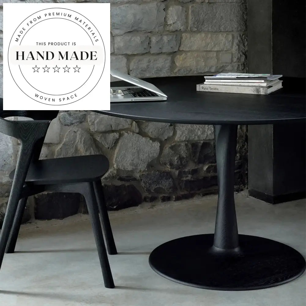 Solid Oak Wood Round Nordic Dining Table for Modern Bistro Style Homes