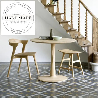 Solid Oak Wood Round Nordic Dining Table for Modern Bistro Style Homes