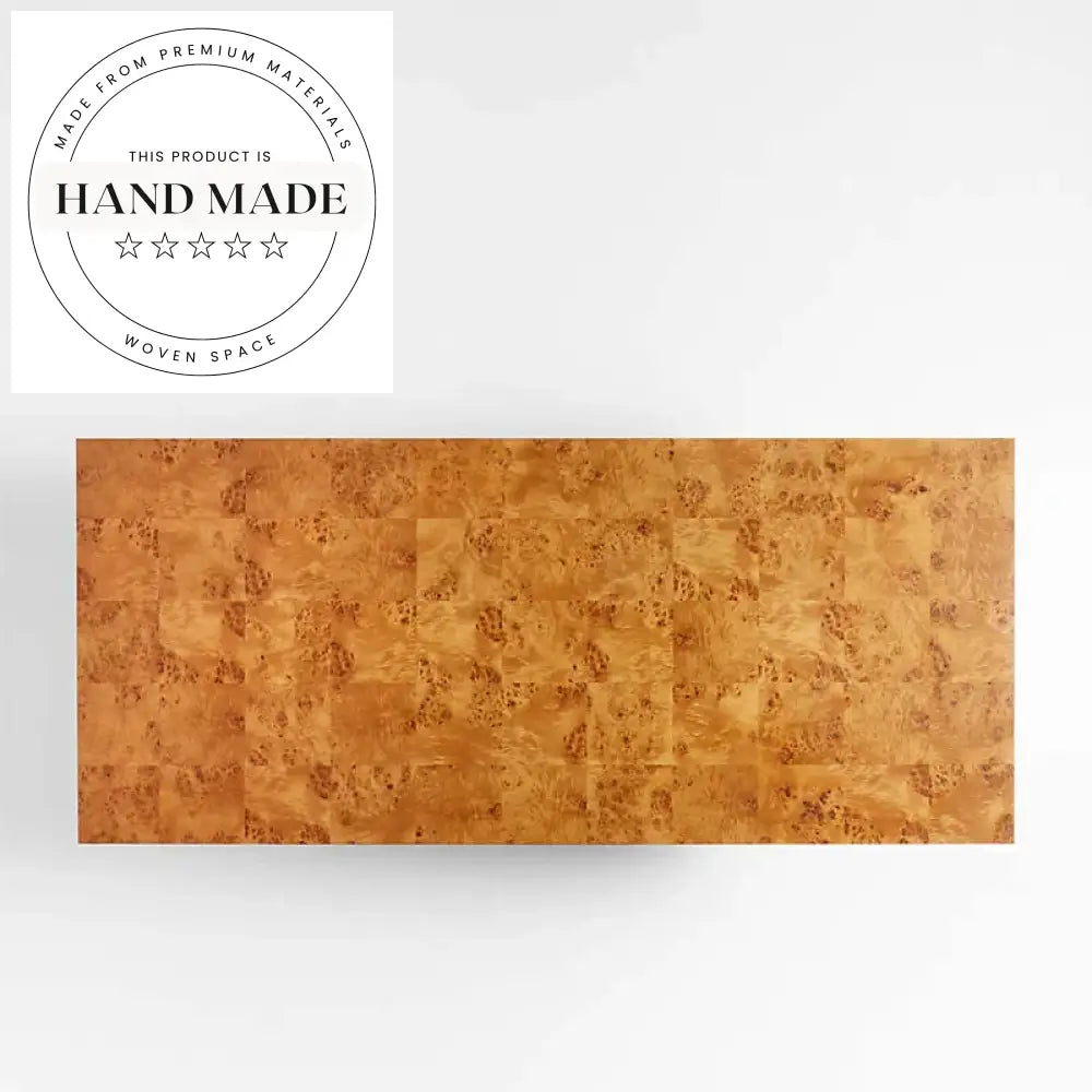 Solid Rectangle Burl Wood Contemporary Home Eight Seater Dining Table