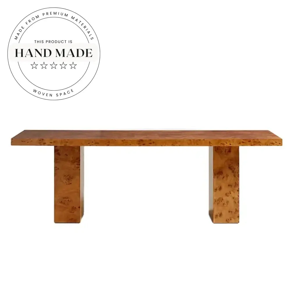 Solid Rectangle Burl Wood Contemporary Home Eight Seater Dining Table