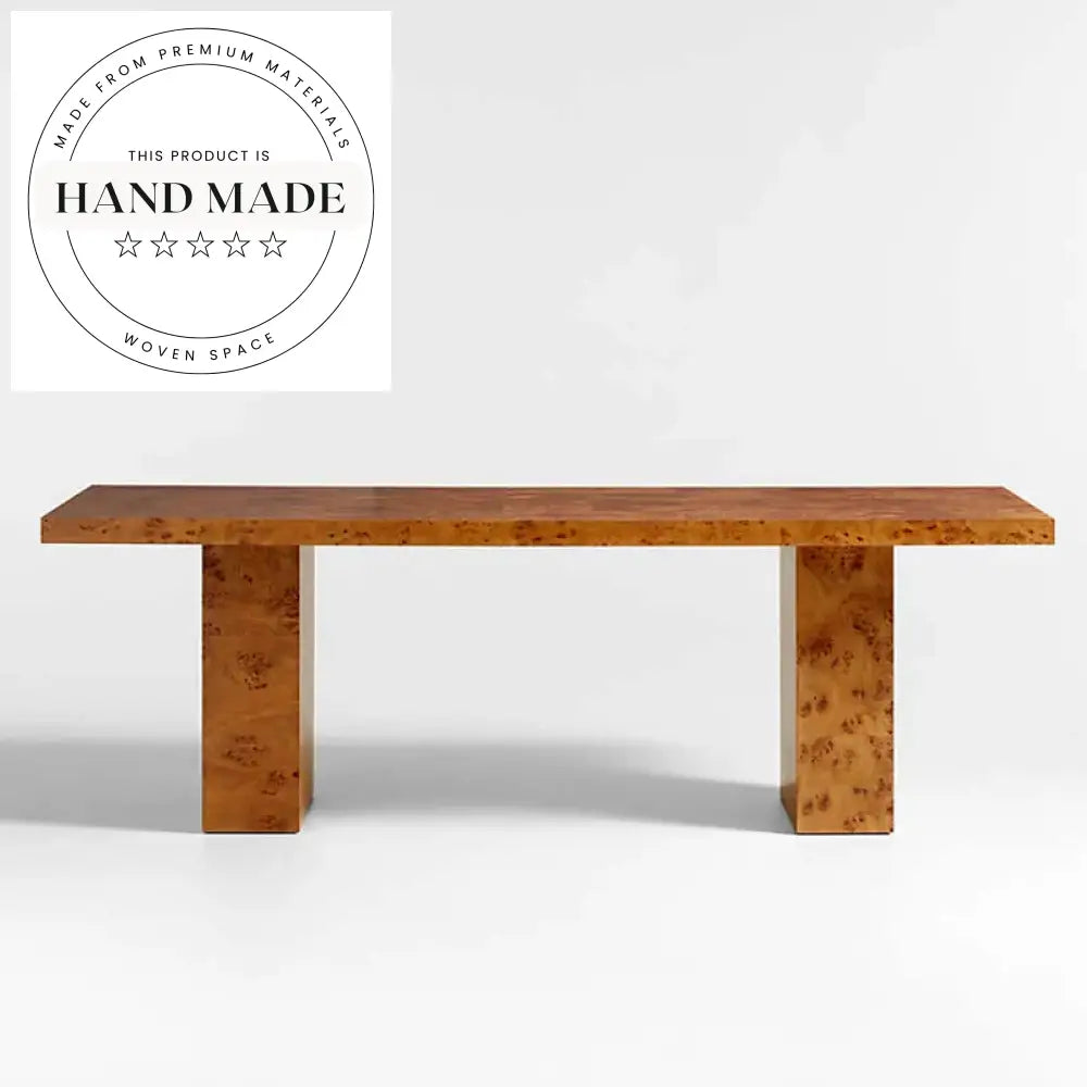 Solid Rectangle Burl Wood Contemporary Home Eight Seater Dining Table