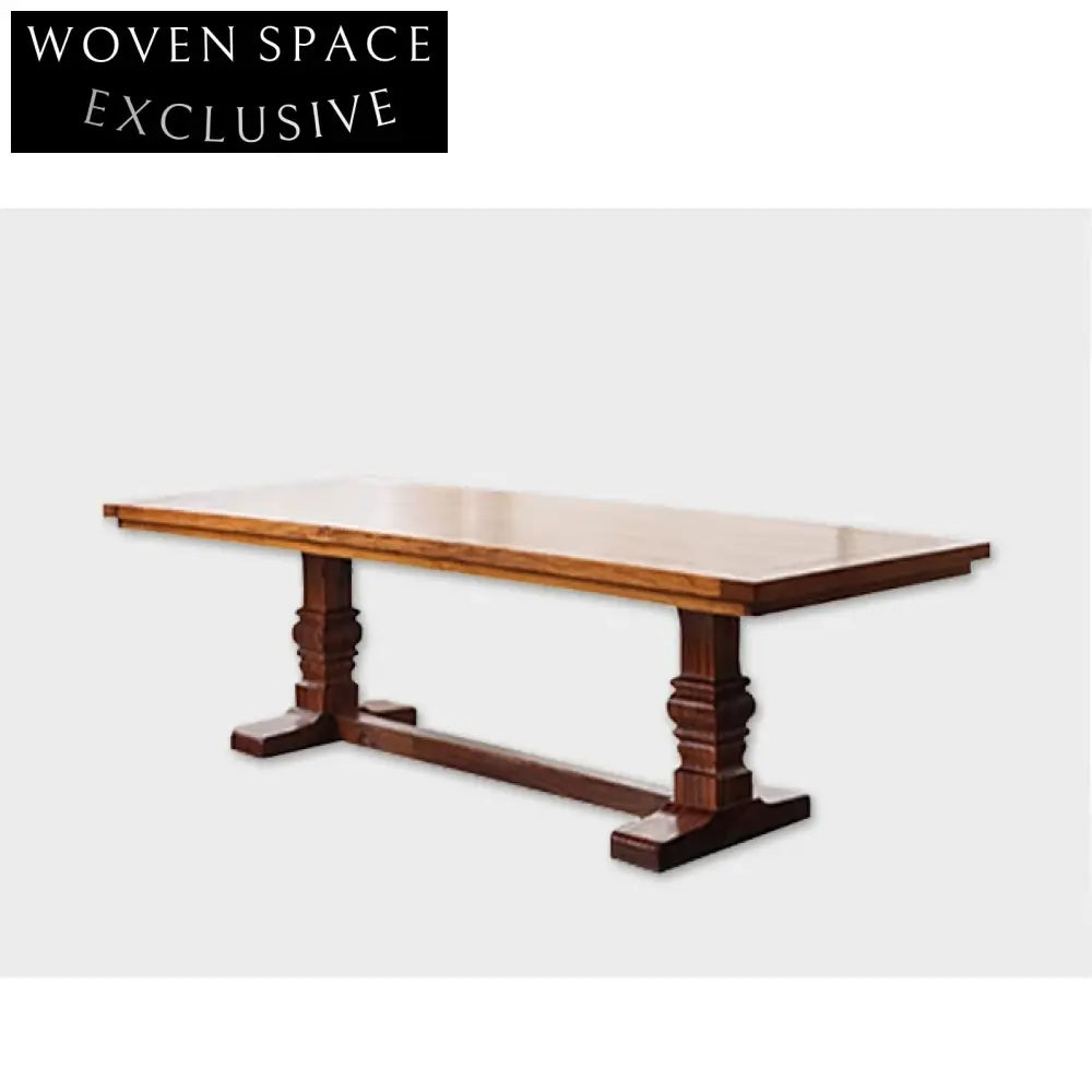 Solid Wood Antique Aged Thick Rectangular Indoor Contemporary Dining Table