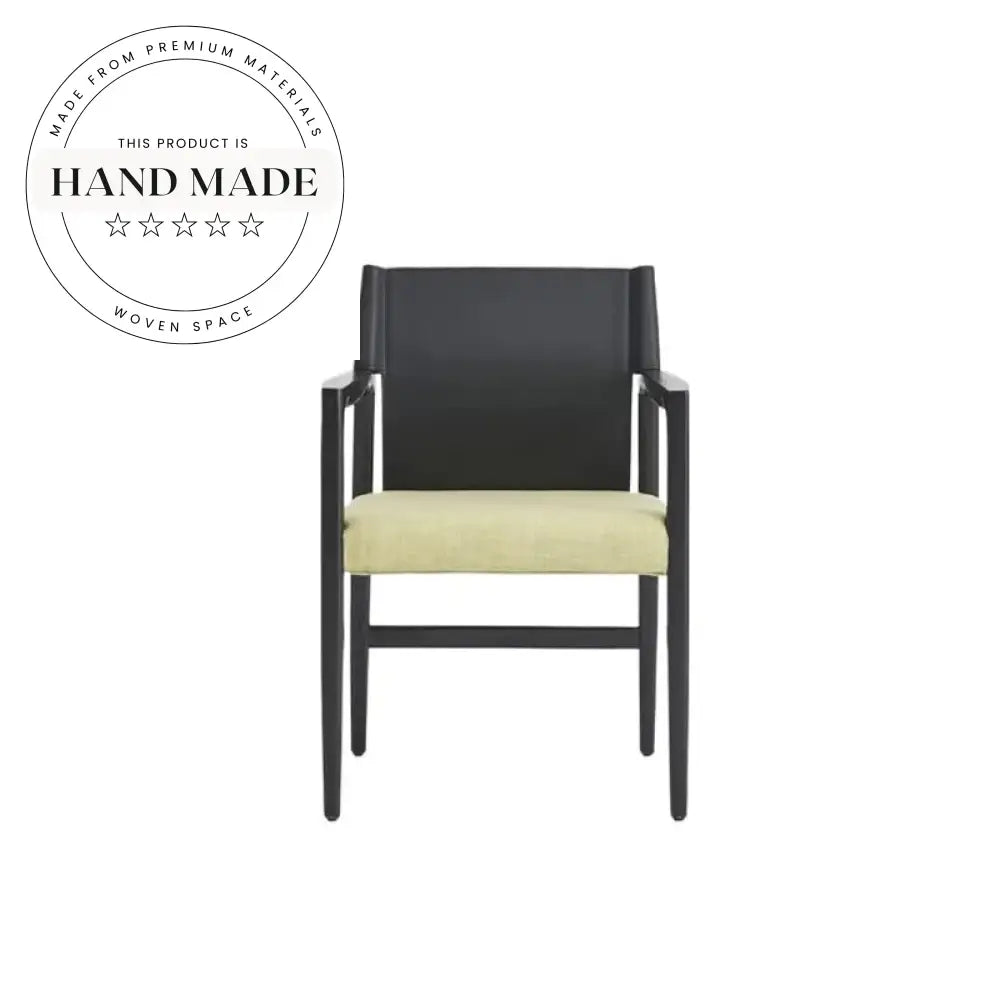 Solid Wood Italian Leather Nordic Restaurant Armchair Dining Chair