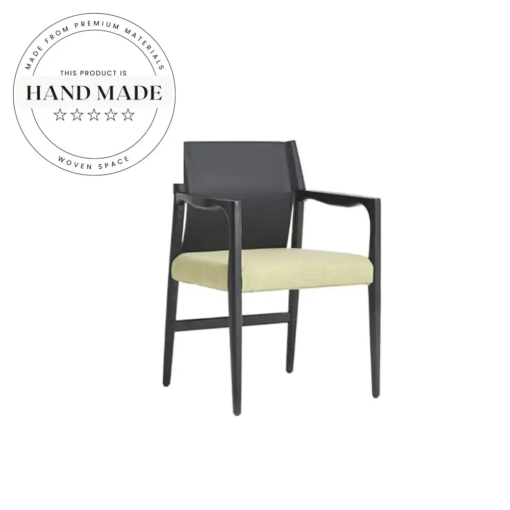 Solid Wood Italian Leather Nordic Restaurant Armchair Dining Chair