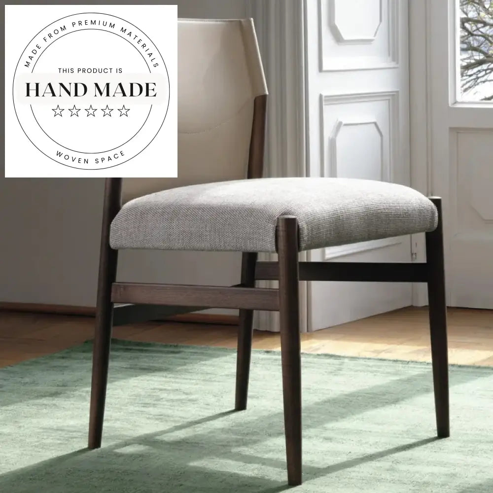 Solid Wood Italian Leather Nordic Restaurant Armchair Dining Chair